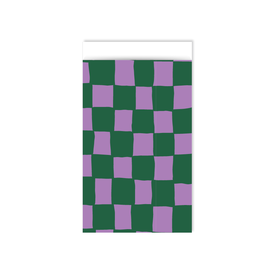 Cadeauzakje mini grid groen/paars - 5 stuks