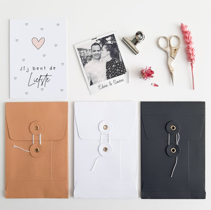 Envelop A6 Japanse sluiting (met zijvouw) - WIT