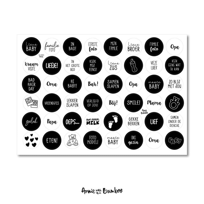 Stickervel - Baby zwart/wit (sale)