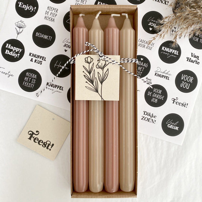 Dinerkaarsen ribbel set