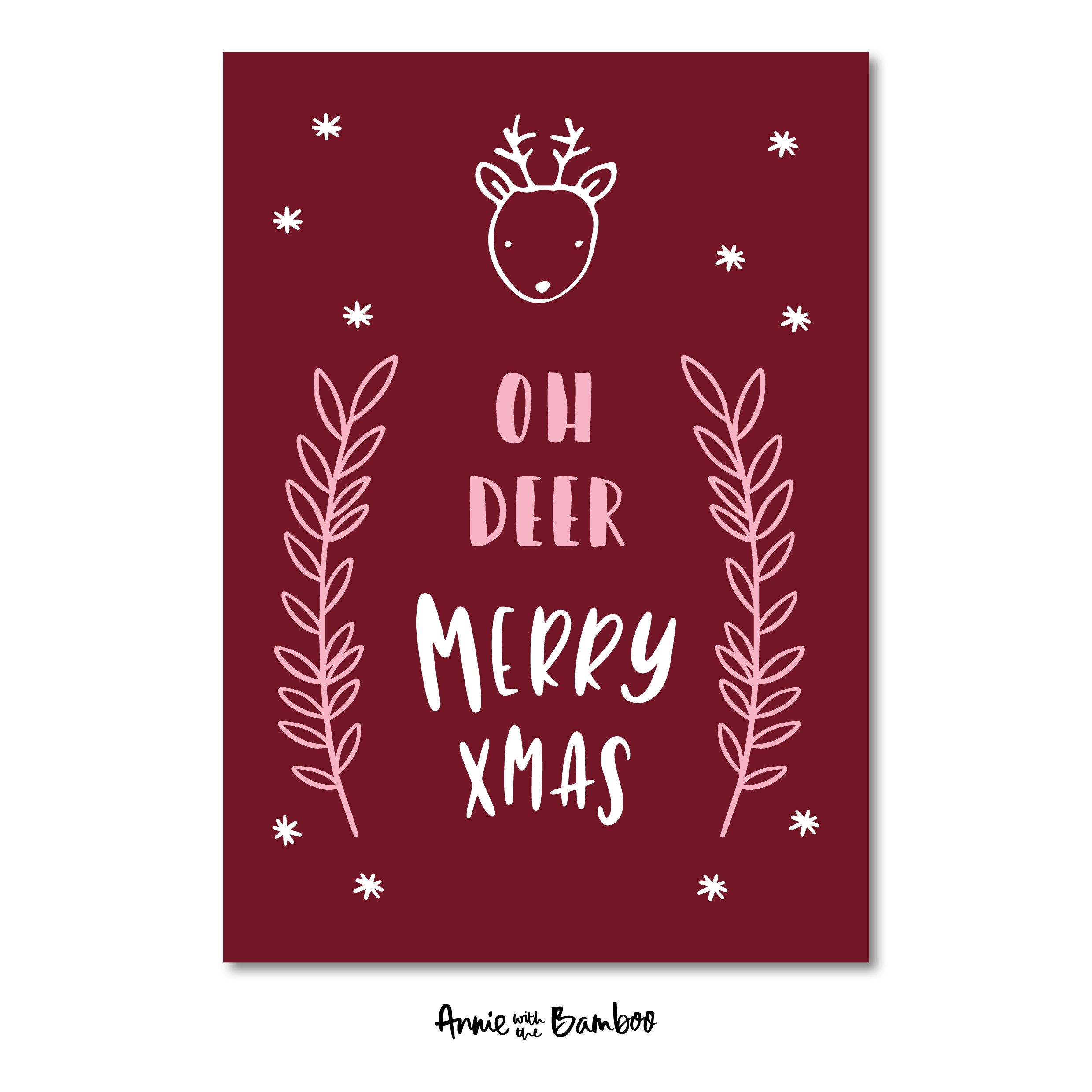 Kerstkaart - Oh deer, Merry Xmas