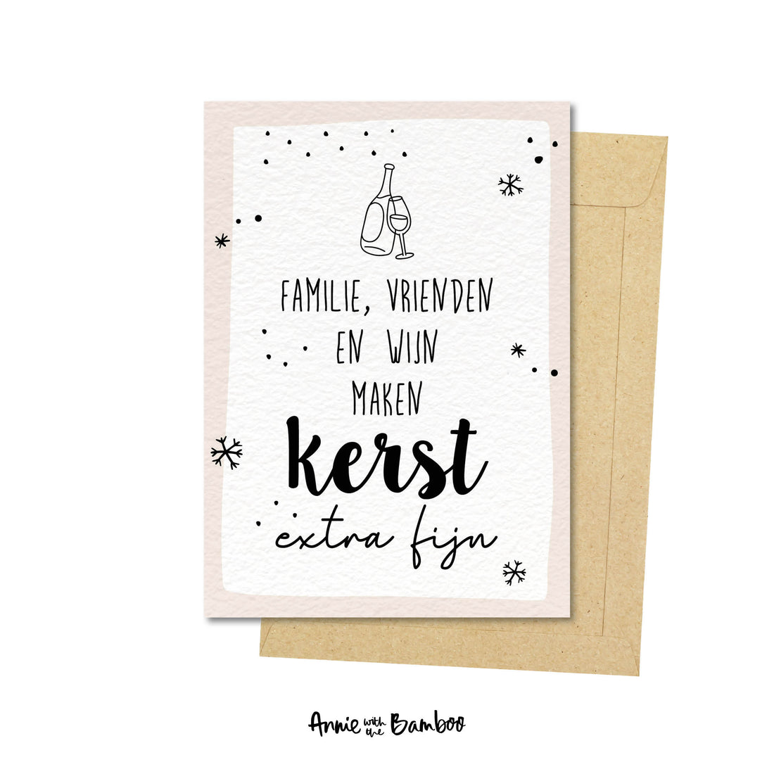 Kerstkaart - Familie, vrienden en wijn (sale)