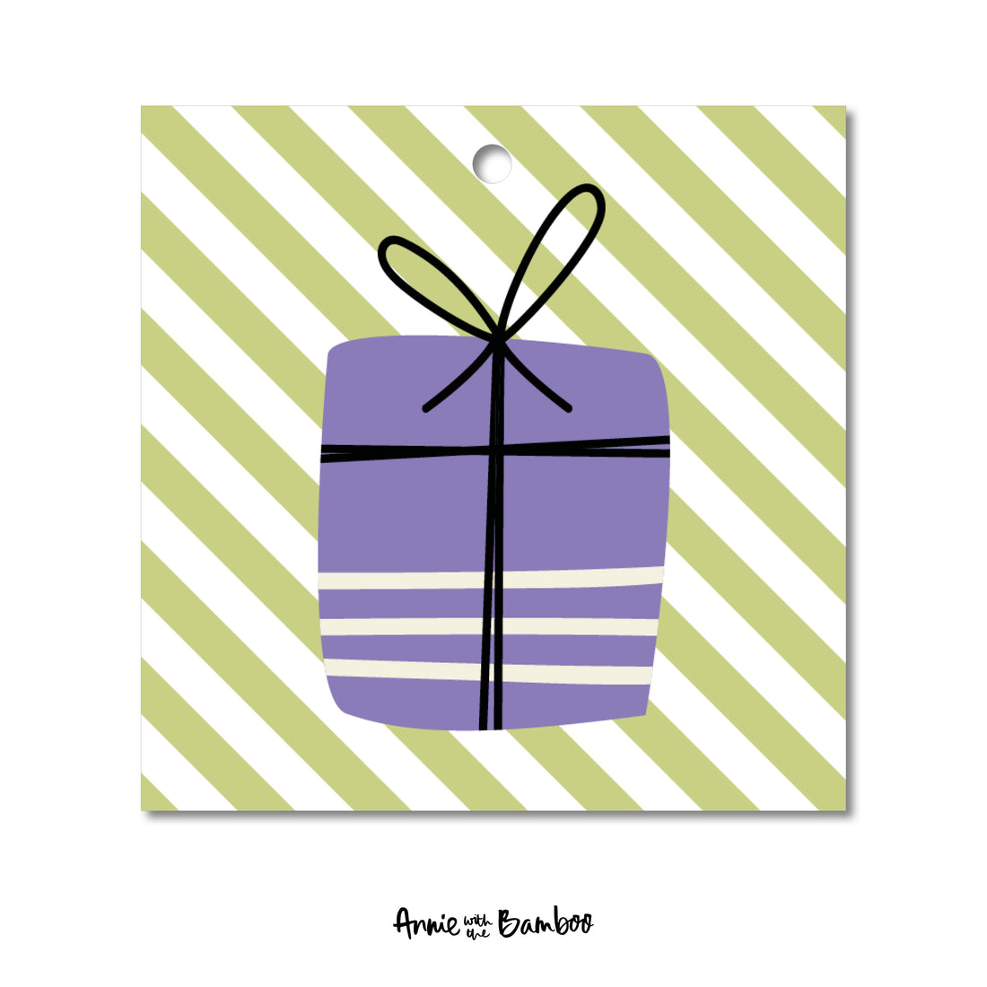 Cadeaulabel - Cadeautje (paars/groen)