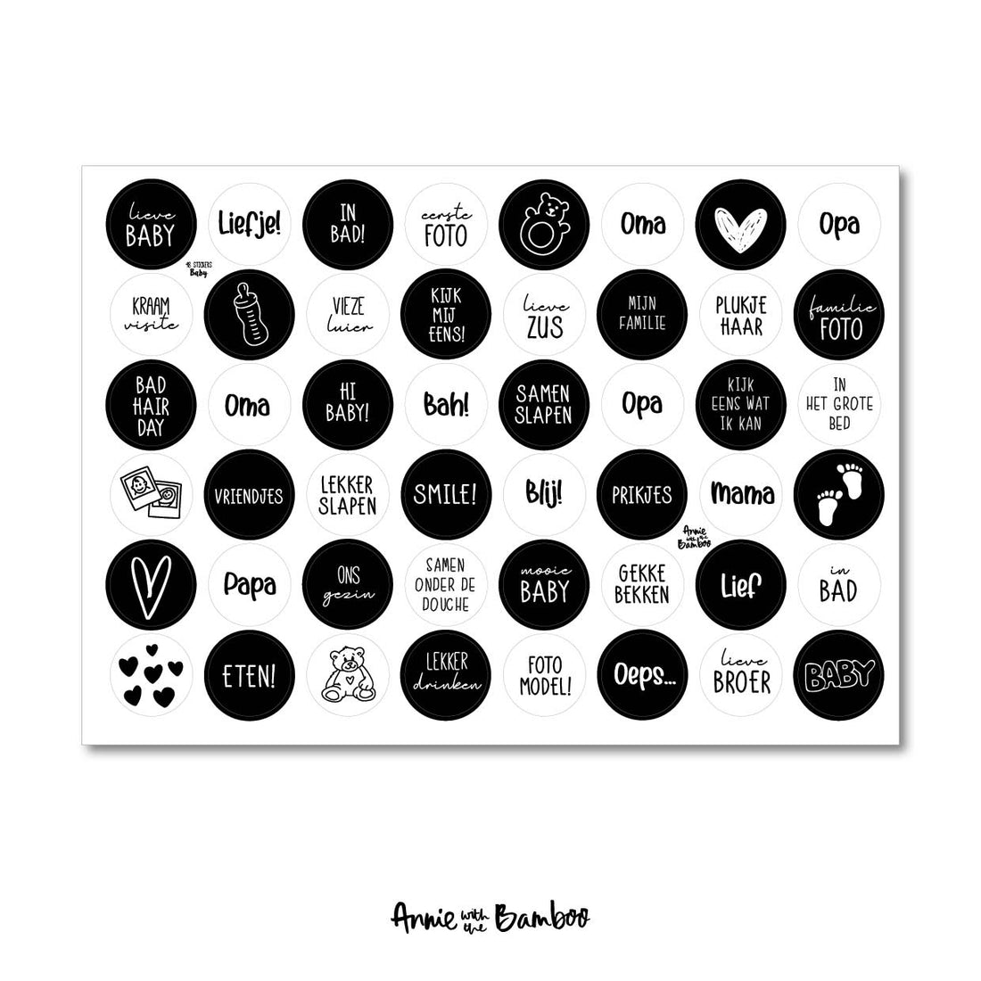 Stickervel - Baby zwart/wit