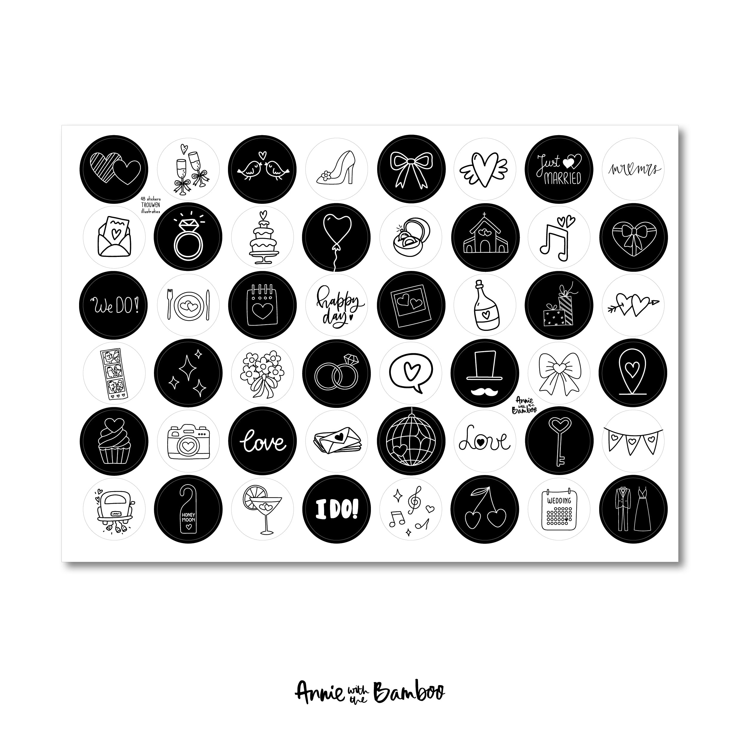 Stickervel - Trouwen (illustraties)