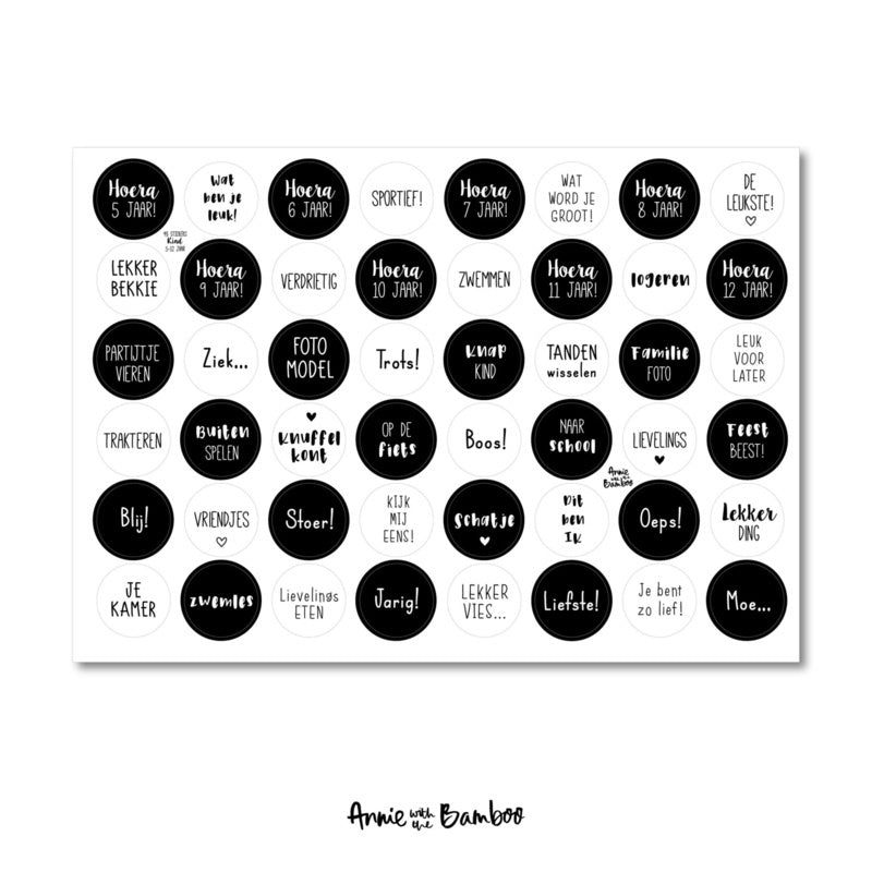Stickervel - Kind (5-12 jaar) zwart/wit (sale)
