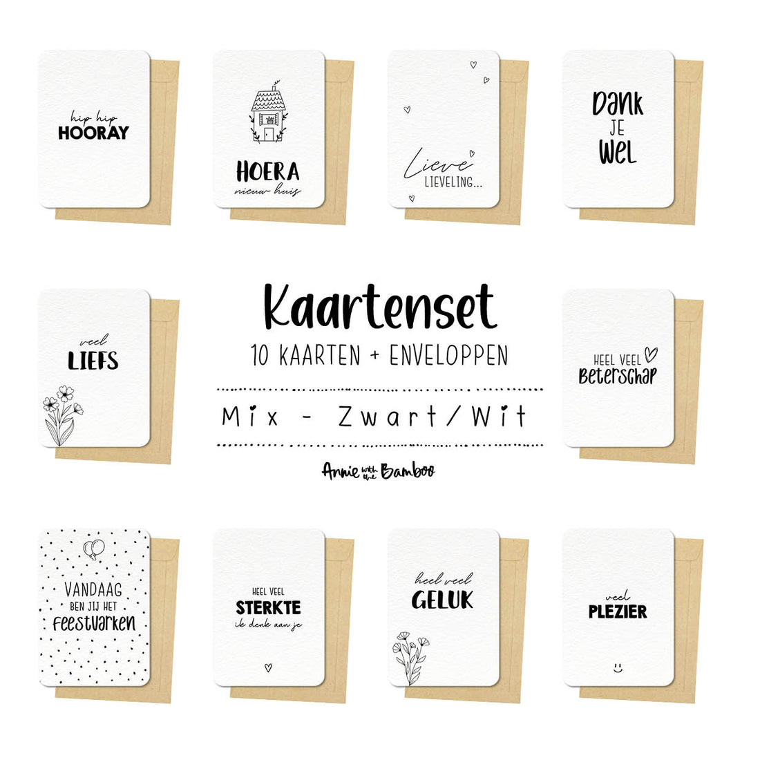 Kaarten voordeelset - MIX ZWART/WIT