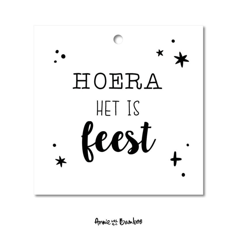 Cadeaulabel - Hoera het is feest