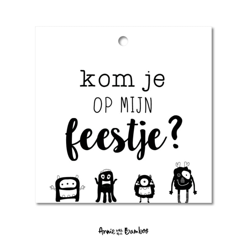 Cadeaulabel - Kom je op mijn feestje? (monsters)