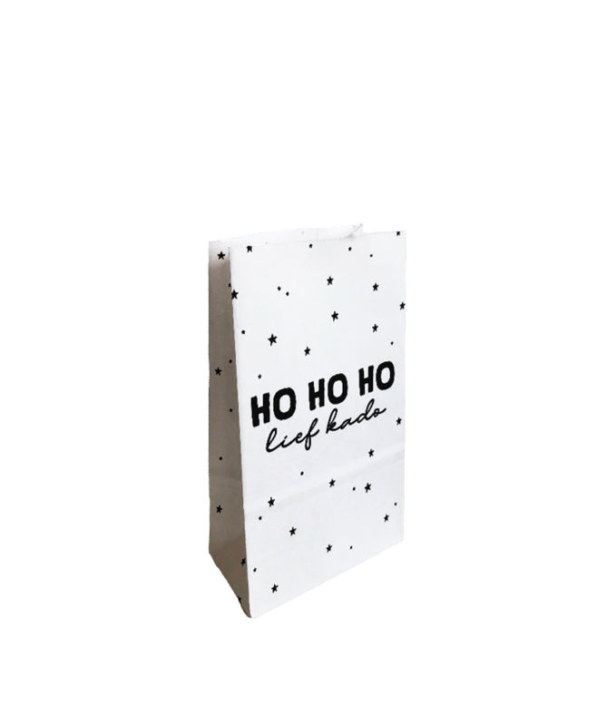 Mini blokbodemzakje HO HO HO - 5 stuks (sale)