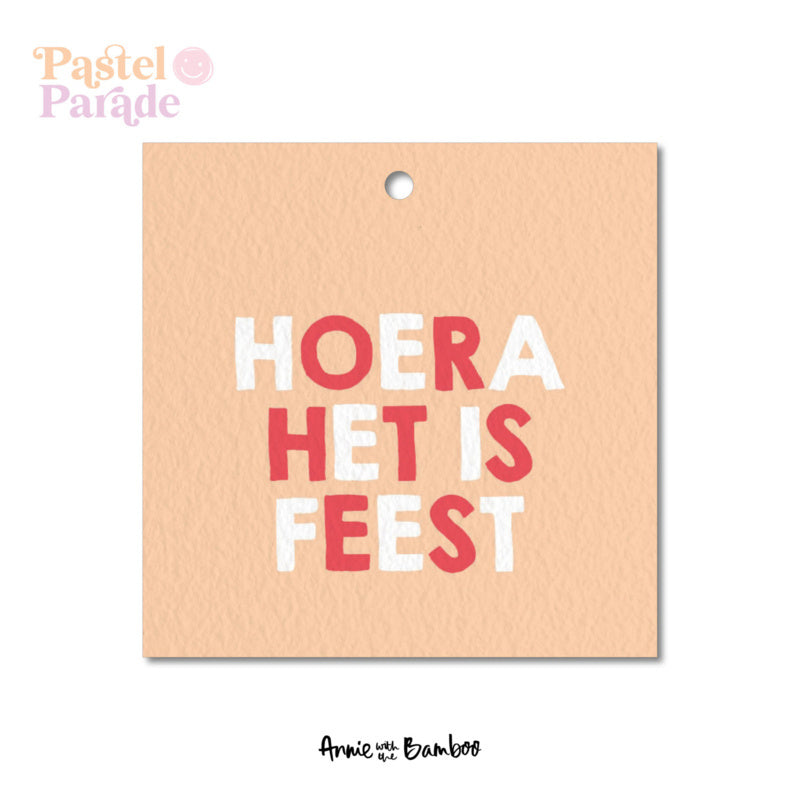 Cadeaulabel - Hoera het is feest (Pastel Parade)