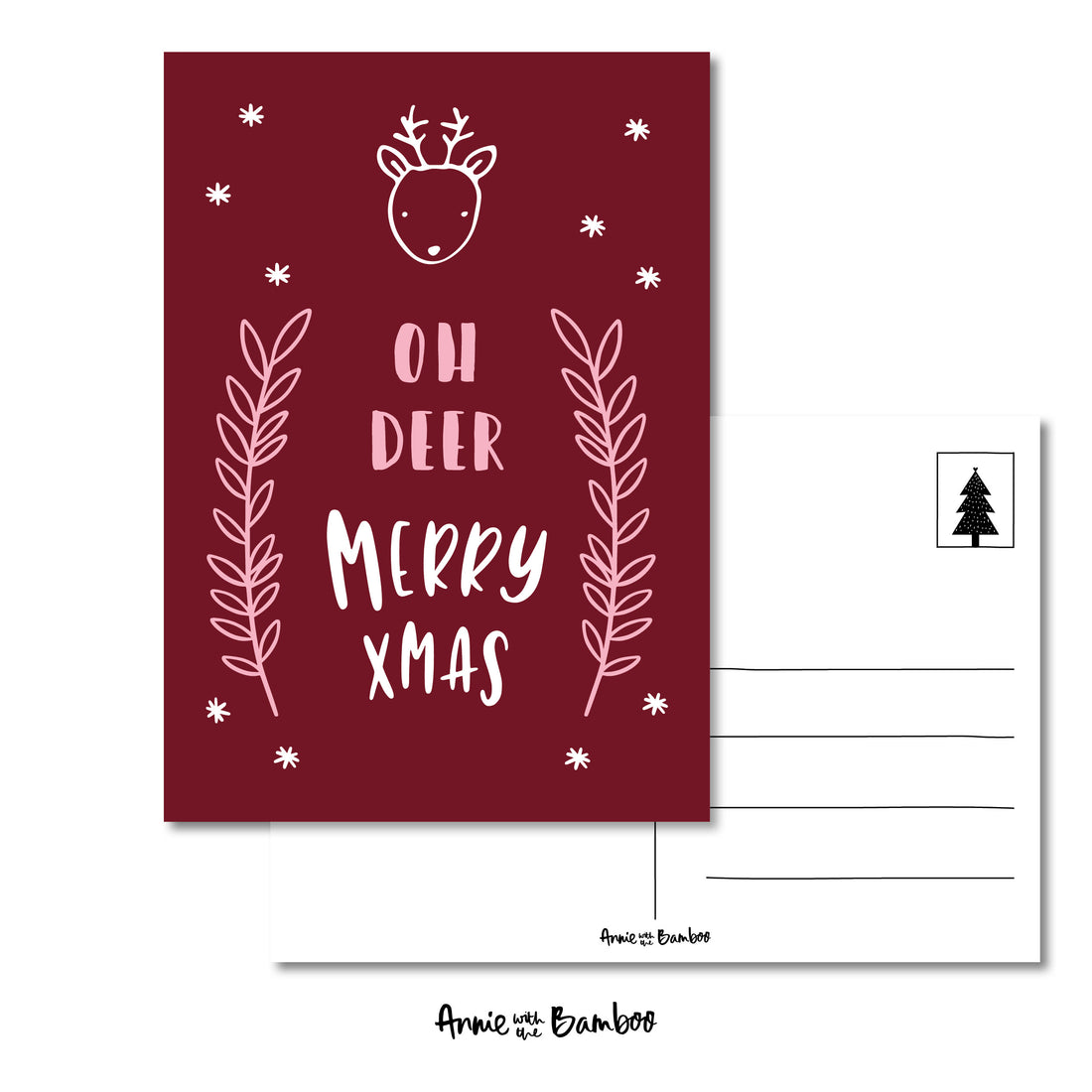 Kerstkaart - Oh deer, Merry Xmas