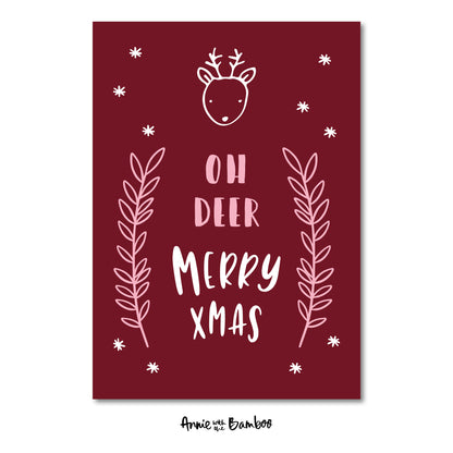 Kerstkaart - Oh deer, Merry Xmas