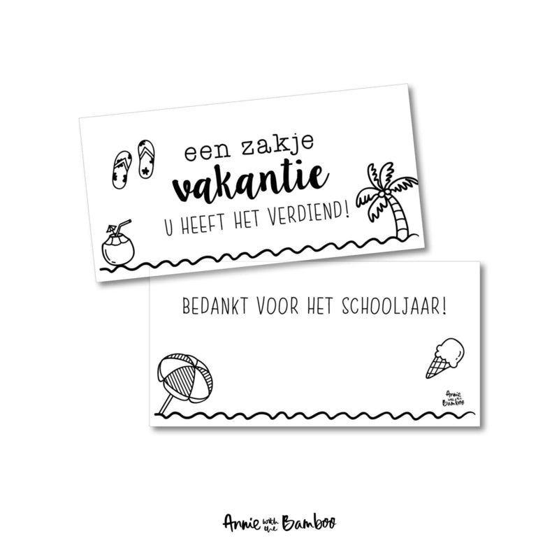 Cadeau topkaartje - Zakje vakantie