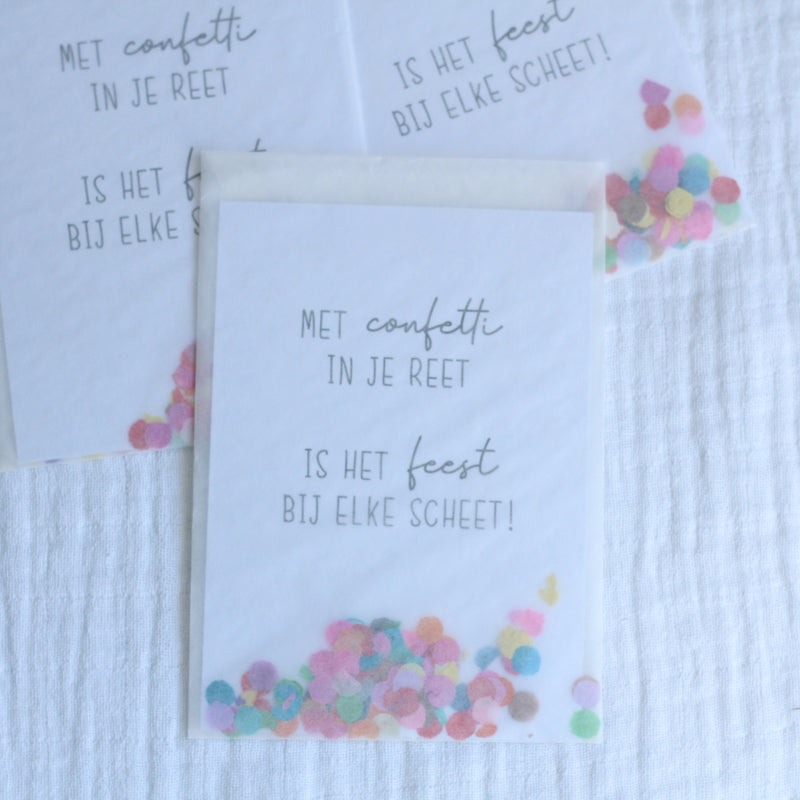 Ansichtkaart - Met confetti in je reet... (confetti)