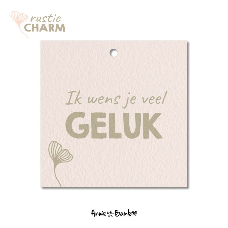 Cadeaulabel - Ik wens je geluk (Rustic Charm)