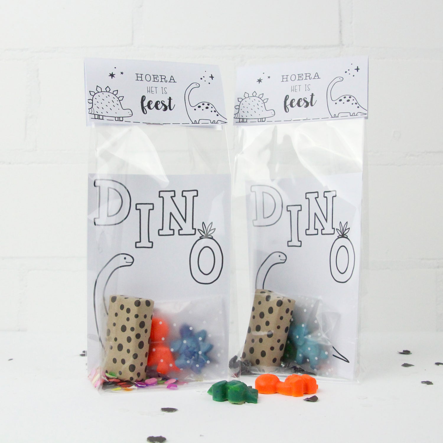 Traktatiekaart - Dino inkleurkaart (5 stuks)