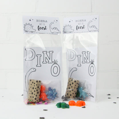 Traktatiekaart - Dino inkleurkaart (5 stuks)
